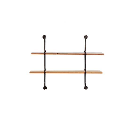 37" Brown Wood Industrial Wall Shelf